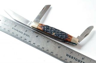 1980 Schrade Wostenholm I - XL 3 Blade Knife Sheffield England Rare 11084 2