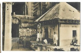 India Old Real Photo Postcard Karla Caves Lonavla Native Hut