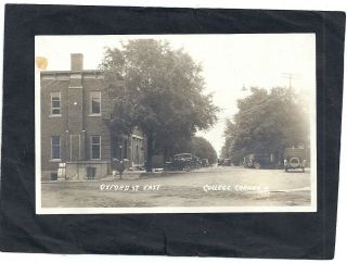 College Corner,  Oh: Rppc: 1920: View Of Oxford Street Looking East