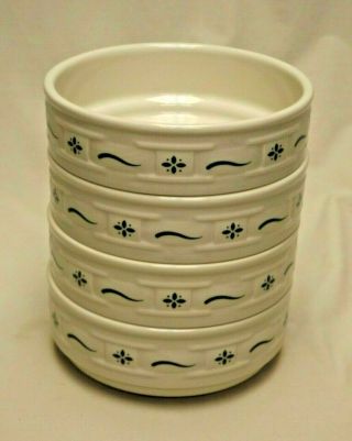 Longaberger Pottery Set Of 4 Heritage Green Woven Traditions Stackable Bowls