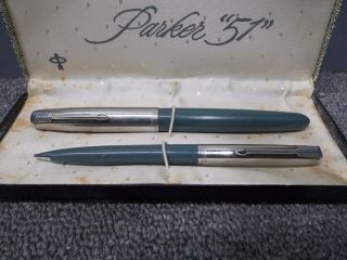 Vintage Parker 51 Pen Set With Case 1950 
