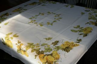 Vintage Cotton Kitchen Tablecloth 46x50 Fab Fruit