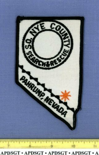 South Nye County Sar Search & Rescue Pahrump Nevada Police Patch State Shape