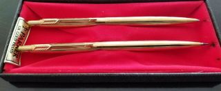 Vintage Parker Cap & Barrel Fountain Pen And Pencil Set 1/10 12k Gold W Box