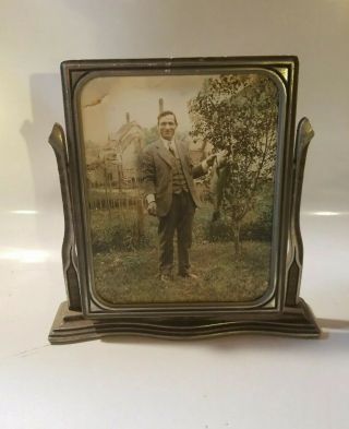 Antique/vintage Fishing Photo Art Deco Frame Northern N.  H.  Hampshire Trout