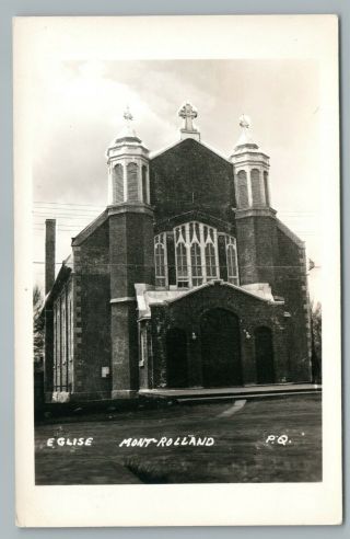 Catholic Church Mont Rolland Quebec Rppc Antique Eglise Photo 1940s