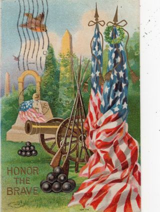Patriotic Honor The Brave Old Postcard 5/11 39 Fix