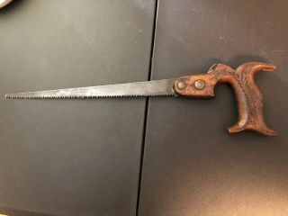 1 - Rare - Henry Disston Vintage Antique Keyhole Saw 18” Overall,  12” Blade