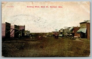 Sentinel Oklahoma Main Street Looking West Construction All Over 1919 Pc