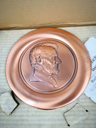 Norman Rockwell ' s ABRAHAM LINCOLN Profile Pure Copper Plate 1976 9304 8 