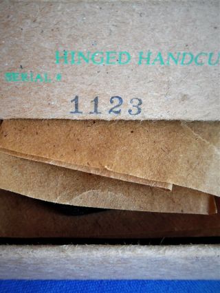 Rare Antique Boxed Nos 1123 Prison Hinged Restraint Handcuffs Leg Irons W Key