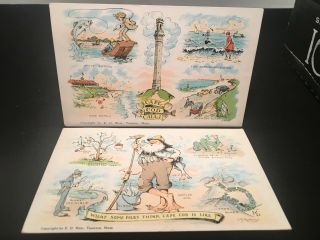 Antique Postcard C1922 Cape Cod,  Ma.  2 E.  D.  West Cards,  Comical (18jun20)