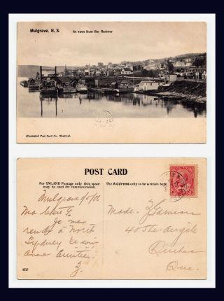 Canada Nova Scotia Mulgrave From The Harbour Posted 1906 To Quebec City