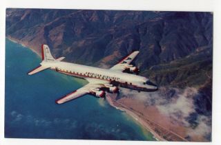 Dc - 7 Flagship Piston - Powered Airliner American Airlines Advertising Postcard