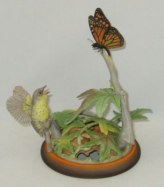 1967 Boehm Porcelain Bird Sculpture " Fledgling Canada Warbler & Butterfly " 491