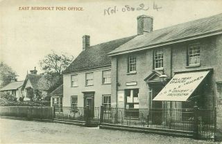 Pc East Bergholt Post Office Shopfront Scene Social History Suffolk C1906