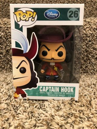 Funko Pop Captain Hook Rare Disney Store Vaulted 26 Peter Pan Disney