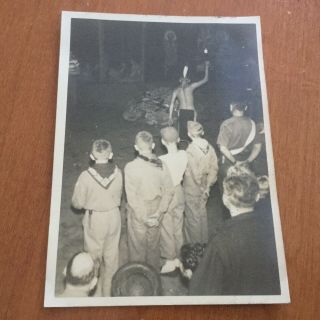 Vintage Photo Snapshot Boy Scouts Order Of Arrow Calling Out Ceremony 1948 Boys