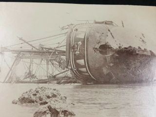 1800s Samoa Islands Antique Photo Ss Adler German Gun Boat Wrecked Samoan Crisis
