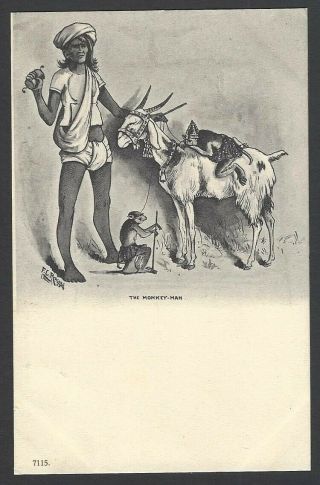 India Vintage Ub Postcard The Monkey Man
