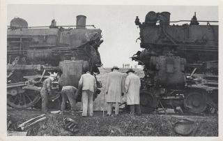Bradford,  Vt Rppc Railroad Engines In A Head - On Collision C1950
