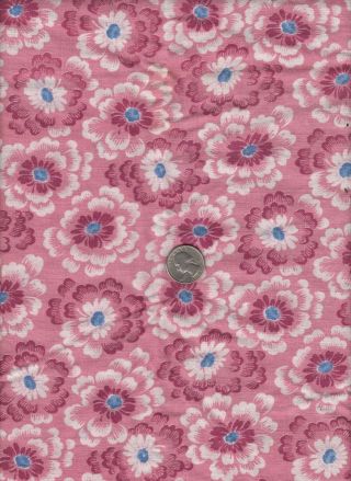 Vintage Feedsack Pink Burgundy White Blue Floral Feed Sack Quilt Sewing Fabric