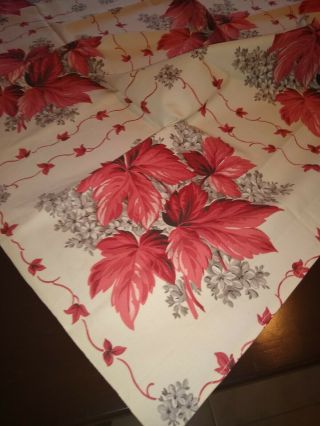 Vintage Linen Christmas Tablecloth Poinsettia 48 " X48 "