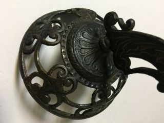 Antique VTG Ornate Cast Iron Swing Arm Oil Lamp Holder w/Wall Bracket 1881 4