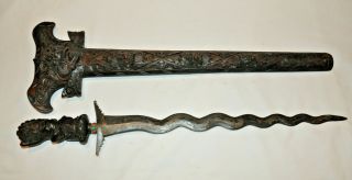 Antique Philippines Sword Dagger Knife Wood Case Southeast Asia Wwii Era?