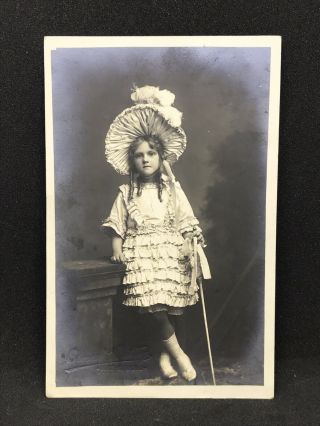 Antique Real Photo Postcard Little Girl “hilda Mary " C1900 By Ernest Battey