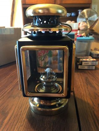 Vintage Black And Gold Metal Kerosene Oil Lamp Lantern