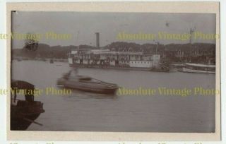 Old Photograph Yangtze ? River Steamer China Vintage C.  1900