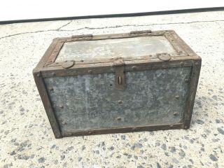 Vintage Metal Tool Box Galvanized Steel Chest Industrial Case Storage Cabinet