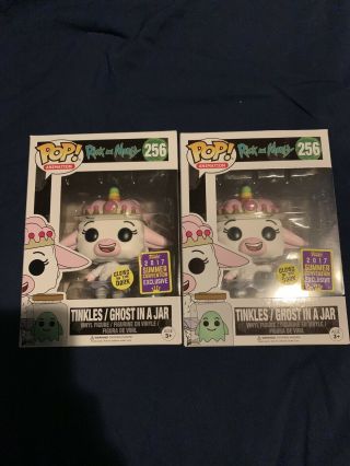 2 Sdcc 2017 Funko Pop Rick And Morty Tinkles/ghost In A Jar Glow In The Dark