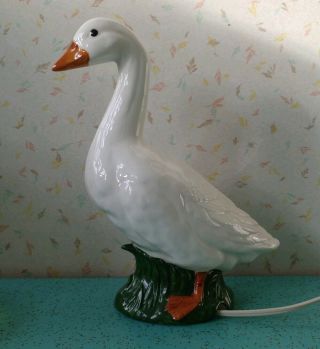 Vintage Goose Lamp Night Lite Ceramic Bird Toyo Made In Japan