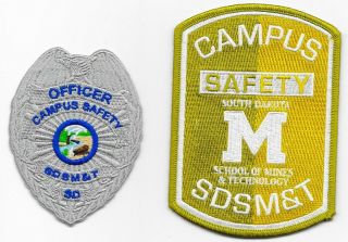 Sd Mines University Campus Security Police Patch Set.  Scarce Current Style