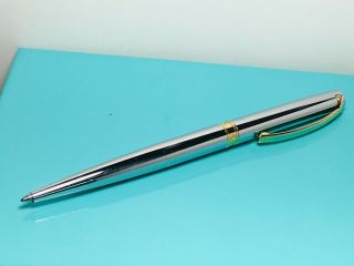 Vintage Tiffany & Co Silver Gold Tone T - Clip Trim Ballpoint Pen Made In Germany