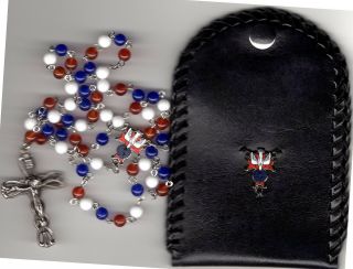 Knights Of Columbus - Black Pouch,  Red White Blue Rosary