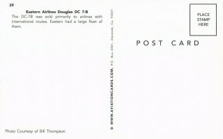 Eastern Air Lines DOUGLAS DC 7 - B Airliner Advertising Postcard 2