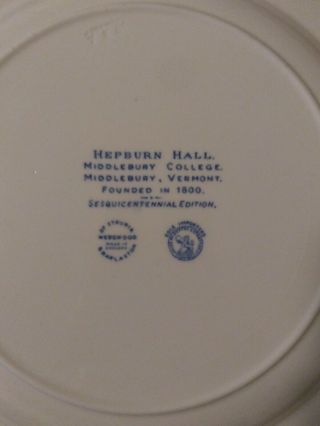 Vintage Wedgwood Of Etruria Hepburn Hall Middlebury College,  Vermont Plate 4