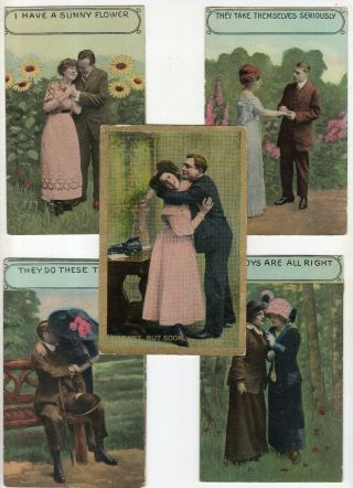 Vintage Couple Post Cards,  Not Yet,  The Boys Are All Right,  They Do These Things