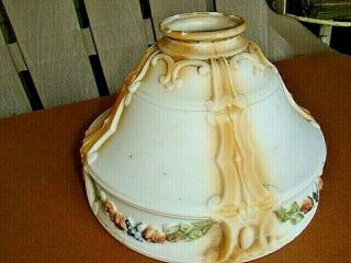 Antique Embossed Satin Glass 7 " Wide 2 " Top 5 " Tall Painted Lamp Shade