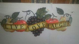 Homco Home Interior  Fruit " Live,  Laugh,  Love Plague 28.  5x 12.  5 G