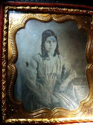 Lovely Daguerreotype Of A Woman With Bottle Curls 4