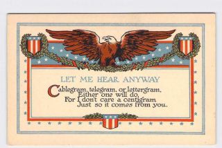 Ppc Postcard Patriotic American Flag Eagle Shields Let Me Hear Anyway