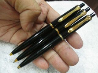 Pelikan Black With Gold Germany Ball Point Pen Logo Top Set X 3