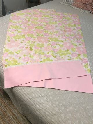 Vintage Springmaid Wonder Cal King Size Pillowcases Pink And Green Floral