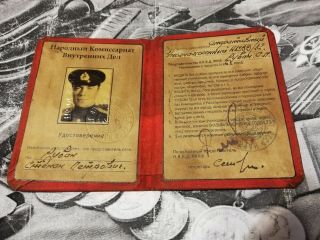 Rare 1941 Ussr Soviet Nkvd Kgb Document Id Card Red Fleet Special Separate Old,