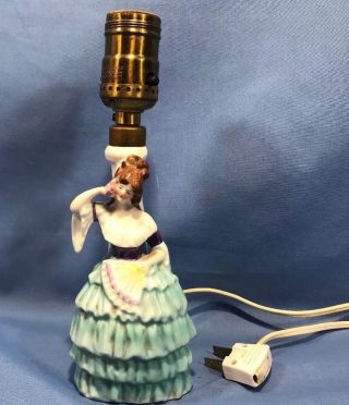 Vintage German Porcelain Figural Colonial Lady Table Lamp Marked Germany 6286
