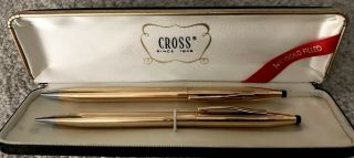 Vintage Cross Pen & Pencil Set 14k Gold Filled Case And Sleeves